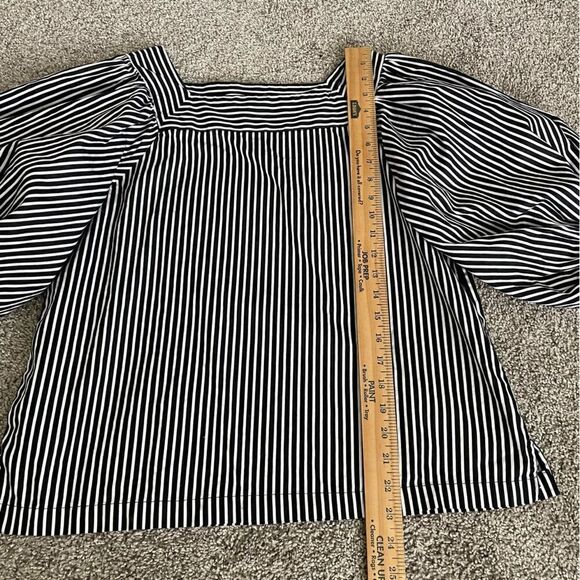 LOFT Striped Square Neck Puff Sleeve Blouse Small - Picture 7 of 8